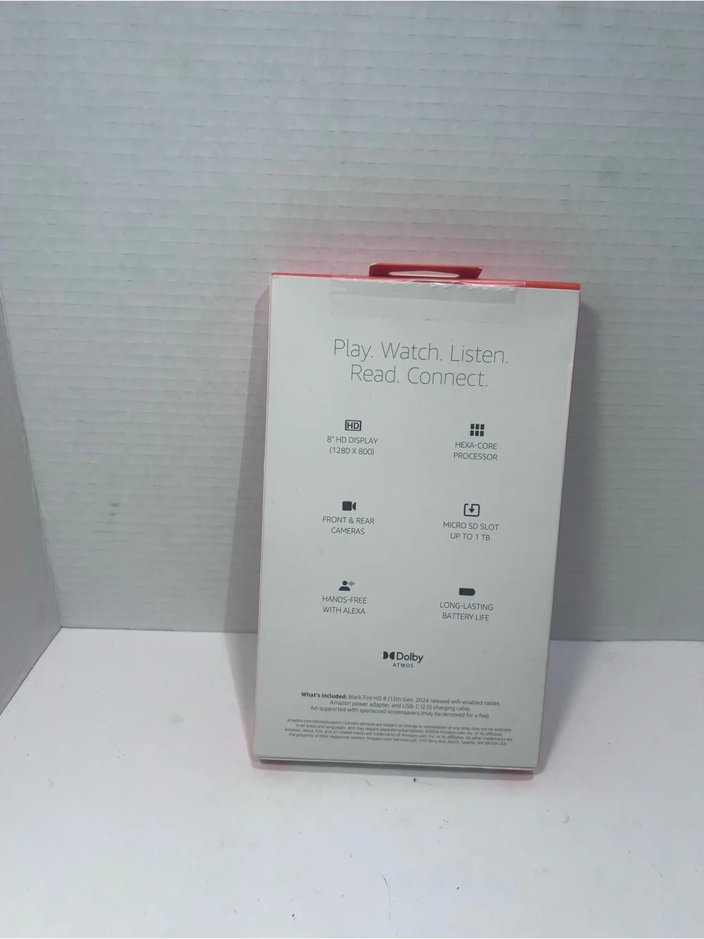 Amazon Fire HD 8 Tablet in Bright Orange Box